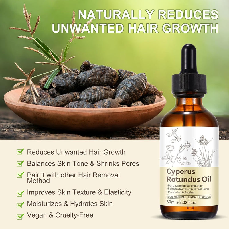 [Australia] - Cyperus Rotundus Oil,Cyprus Rotundus Oil for Hair Removal,Cyperus Oi-l Natural, Soothing and Gentle,Reducing Body Hair Growth,Smooth Skin & Hair Removal,60ml (1pcs) 2.02 Fl Oz (Pack of 1) 