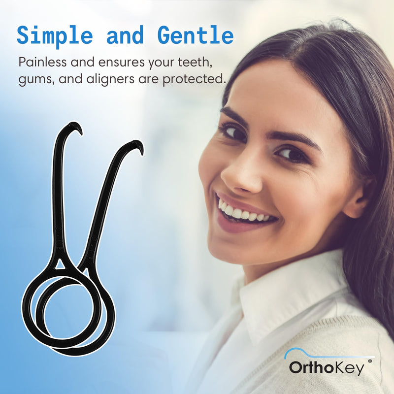 [Australia] - OrthoKey Retainer & Aligner Removal Tool - Dental-Grade Orthodontic Supplies for Invisible Braces, Cleaning & Travel - Bracket & Denture Remover (2-Pack) Black 2-Pack 