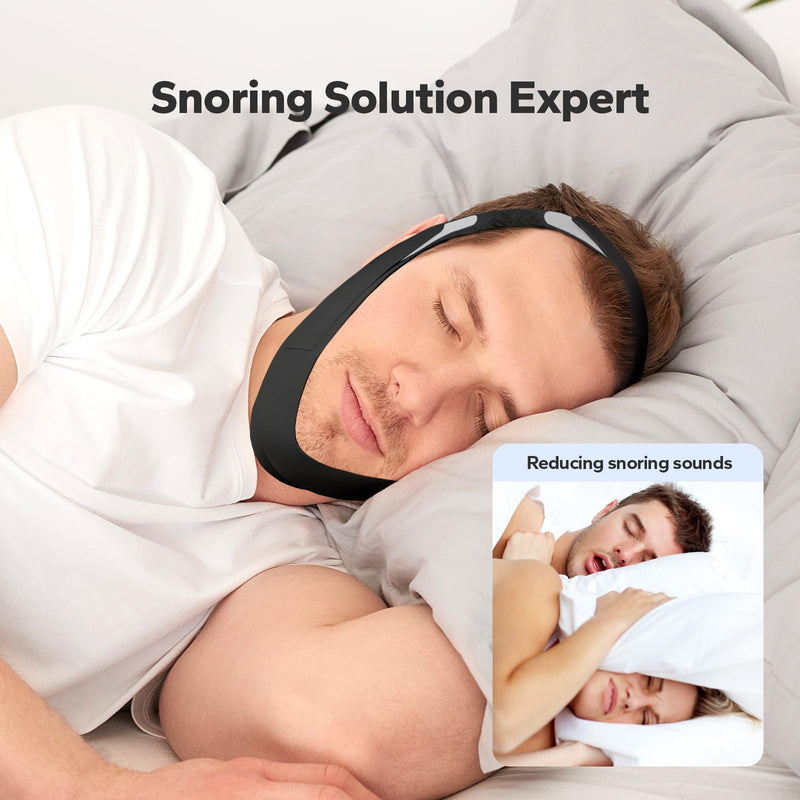 [Australia] - Anti-Snoring Chin Strap, Adjustable Chin Strap for Sleeping, Anti Snore Solution, Snoring Stopper, Chin Strap for Mouth Breathing Prevention (Black) 