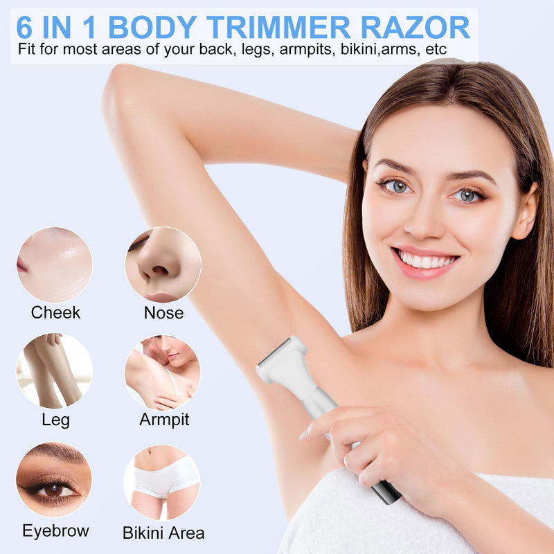 [Australia] - 6 in 1 Bikini Trimmer and Shaver Kit for Women, Wet/Dry Electric Body Hair Trimmer Facial Hair Removal Cordless Waterproof Bikini Shaver Razor for Face Nose Eyebrow Arm Leg Pubic Armpit Bikini 