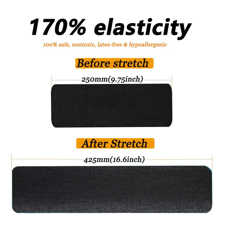 [Australia] - Kinesiology Tape Pro Precut 20 Strips Athletic Sports Waterproof Breathable Latex Free Tape for Ankle Wrists Knee Elastic Running Tennis Swimming Football Sports Activities Tapes (Black) Black 