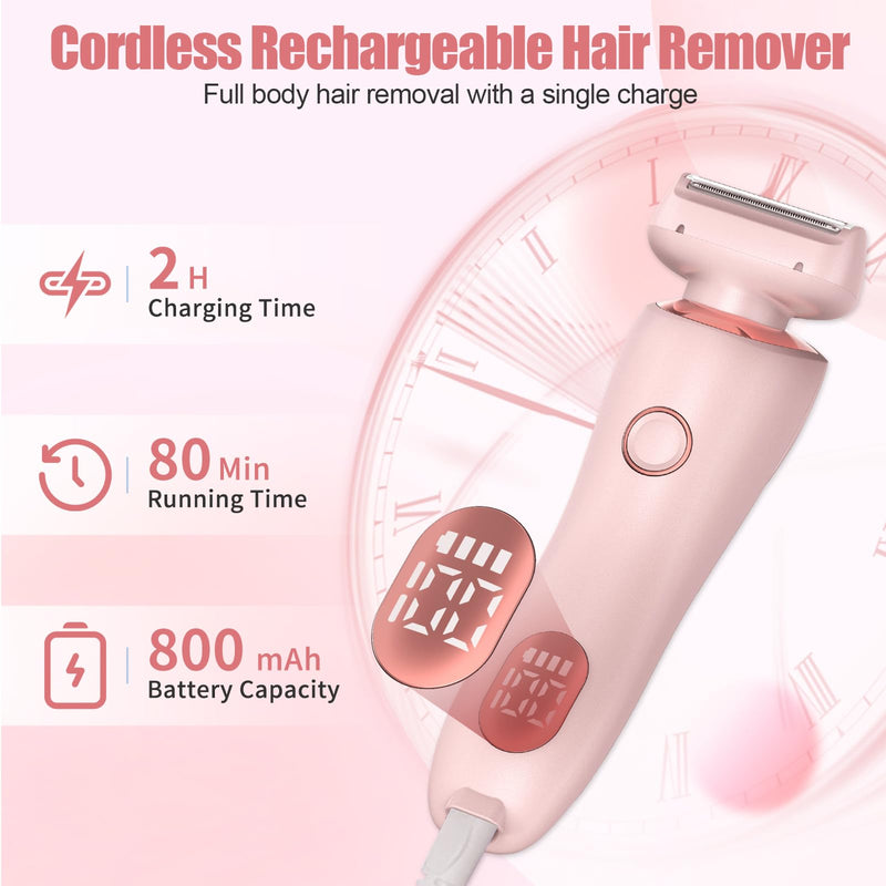 [Australia] - Livora Electric Shaver for Women, The Silk Glide Pro 3.0 Razor, Dusk Razor for Women, 2 in 1 Wet & Dry Painless Hair Removal with 2 Removable Heads for Bikini, Leg, Armpit, Body (Pink) 