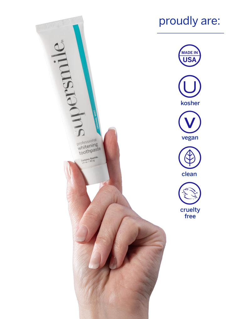 [Australia] - Supersmile Original Mint Whitening Kit - Professional Whitening Toothpaste + Toothbrush - Whitens 3 Shades on Average 