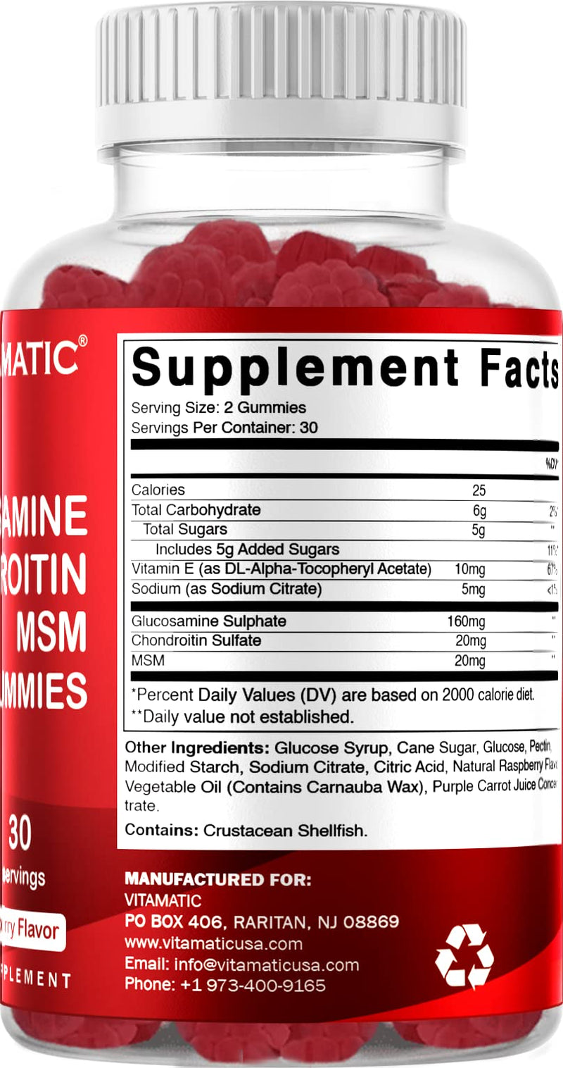 [Australia] - Vitamatic 2 Pack Glucosamine Chondroitin Gummies with MSM & Vitamin E - Joint Support - 60 Pectin Based Gummies 