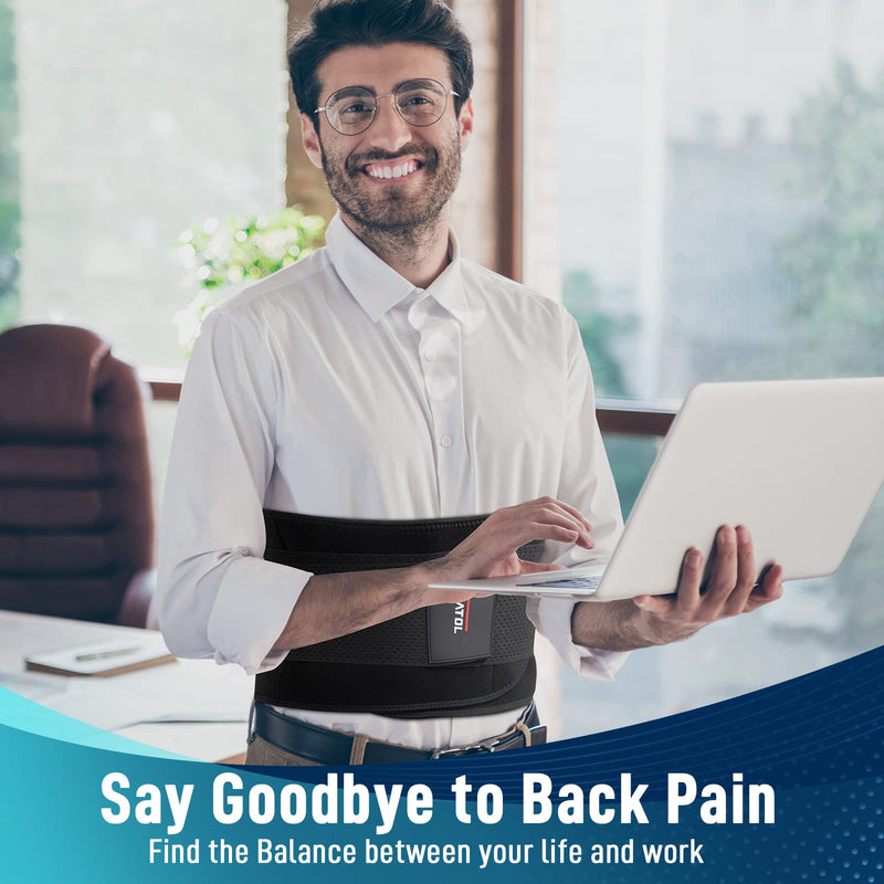 [Australia] - FEATOL Back Brace for Lower Back Pain Relief，Heavy Work Lifting, Sciatica, Herniated Disc with Ergonomically 3D Silicone Pad Men & Women L/XL Large/X-Large (Pack of 1) 3D Pad 