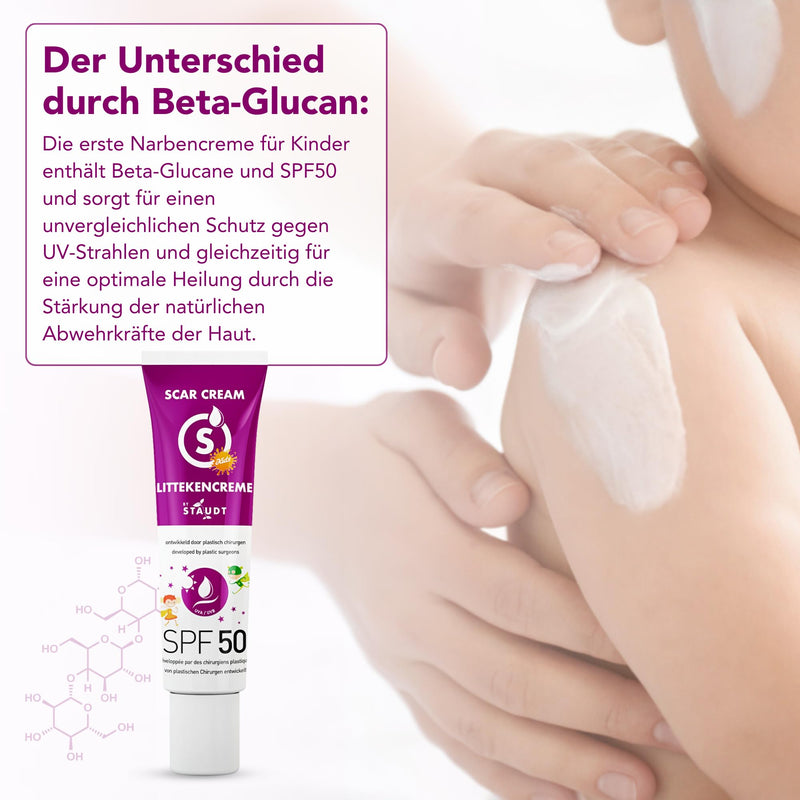 [Australia] - Staudt Children's Scar Ointment SPF50 - Pediatric Silicone Gel for Sensitive Skin - Hydrating Wound and Healing Ointment with Allantoin & Aloe Vera - UV Protection - 40ml 