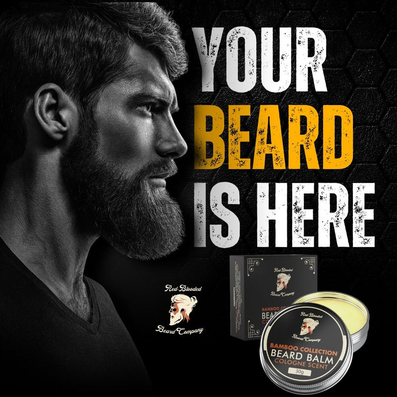 [Australia] - Red-Blooded Cologne scented beard balm for men - nourishes, shapes and moisturizes all lengths of facial hair, helps your beard, natural and vegan 