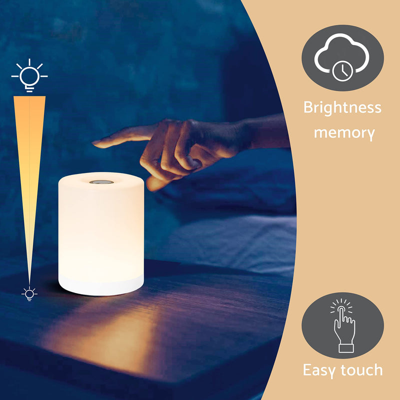 [Australia] - Mini Night Light, Soft Dim Lamp, Small Cordless Touch Night Light Dimmable Portable Rechargeable Battery Operated, Wireless Bedside Table Lamps for Baby Nursery, Bedroom, Hallway Warm White 