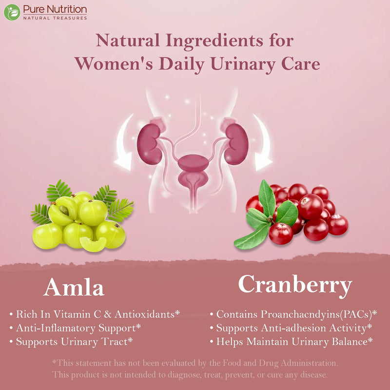 Pure Nutrition Cranberry Extract with Amla & Probiotics |120 Caps | Cranberry Extract Supports Healthy Urinary Tract Function* | Non GMO
