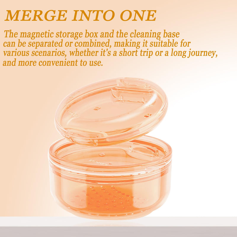 [Australia] - 2 in 1 Retainer Case Retainer Bath Case for Cleaning and Store Retainer Mouth Guard Aligner Night Guard Partial Denture, All-in-one Retainer Bath and portable storage case Orange 