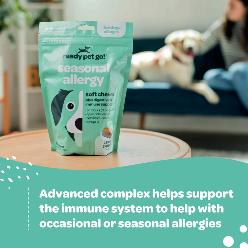 Dog Allergy Chews with Probiotics | Seasonal Allergy Chews for Dogs with Wild Alaskan Salmon Oil & Colostrum | Environmental Dog Allergy Support | NASC Certified & Made in The USA | 90 Chews - PawsPlanet Australia