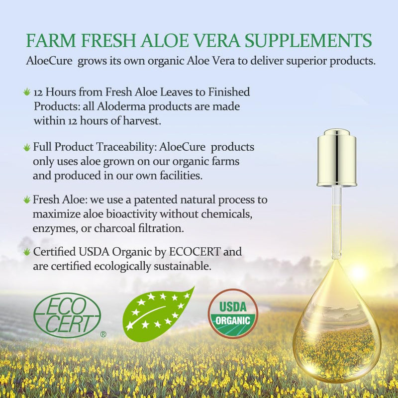 [Australia] - AloeCure USDA Organic Aloe Vera Juice Made Within 12 Hrs of Harvest - Pure Aloe Juice Natural Digestive Supplement to Support Digestion, Immune System and Balanced Stomach Acidity, 500ml Bottle 1 