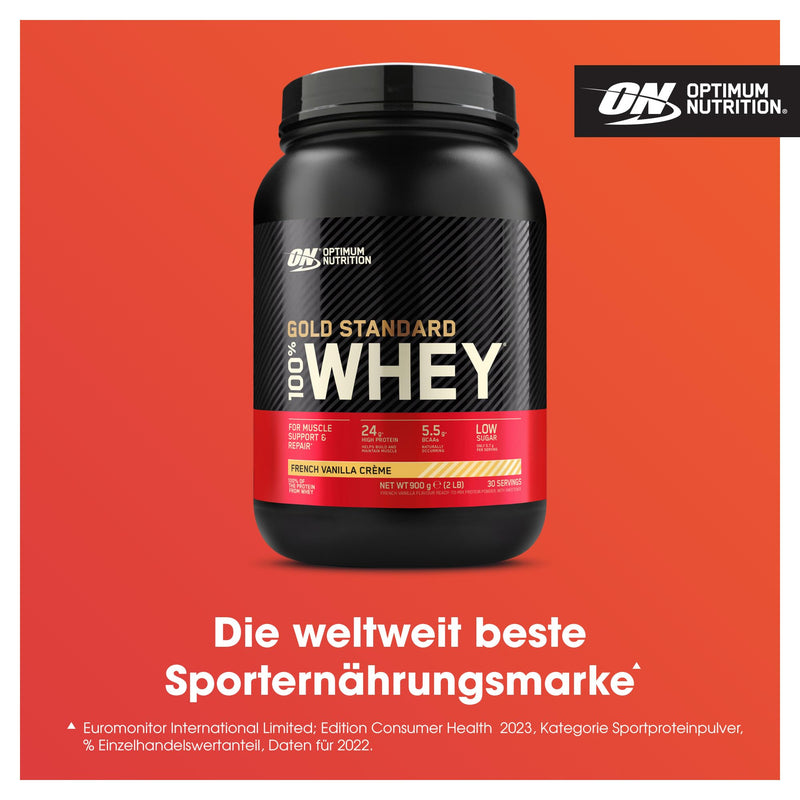 [Australia] - Optimum Nutrition Gold Standard 100% whey protein powder for muscle building and regeneration with naturally occurring glutamine and BCAA amino acids, French Vanilla, 30 servings, 900 g French Vanilla Crème 30 servings (pack of 1) 