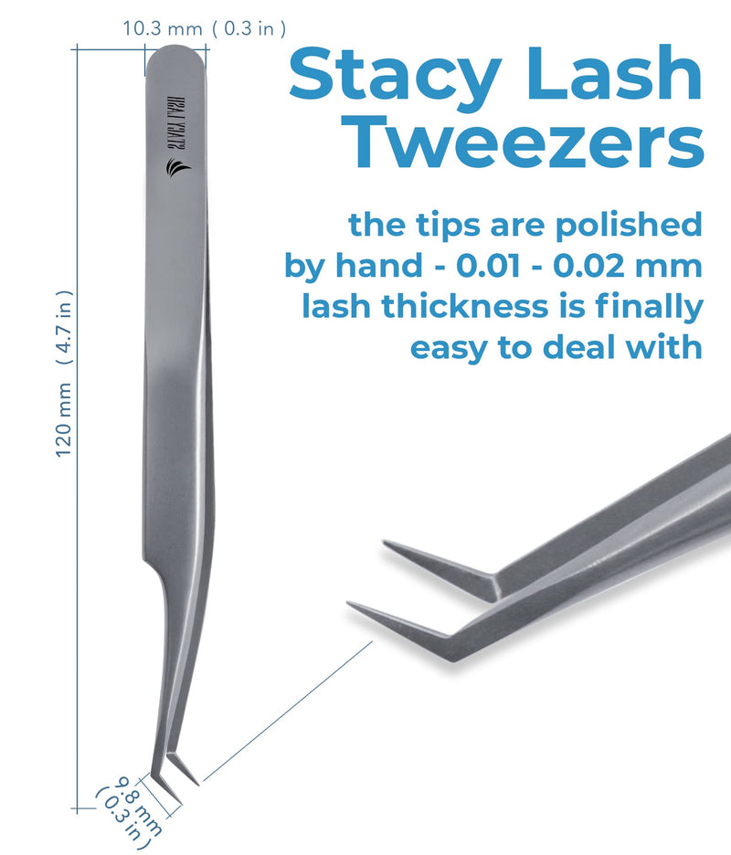 Extra Bonder & Stacy Lash STL-13 Curved L-Shaped Tweezers/Super Sealer/Prevents Adhesive Shock Polymerization/Precision Stainless Steel Tool/Angled Tips/Professional Supplies