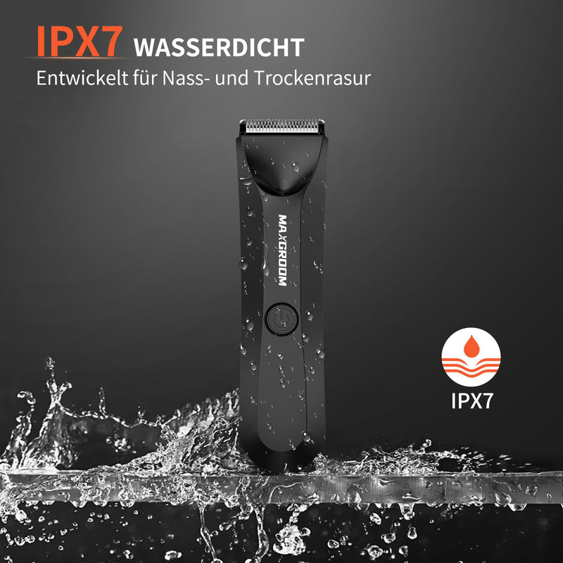 [Australia] - MAXGROOM intimate razor for men, men's intimate area electric body razor, body hair trimmer, hair trimmer intimate area for chest, legs, armpits, groin, testicles, balls, dark black 