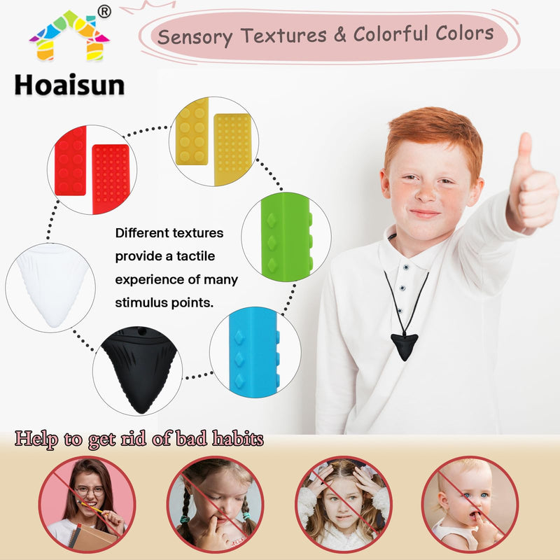 [Australia] - Chewy Necklaces for Sensory Kids, 6 Pack Chew Necklaces for Sensory Boys and Girls with Autism, ADHD, SPD, Chewing, Silicone Teething Necklace Chew Toys for Adults Reduce Anxiety Fidget 