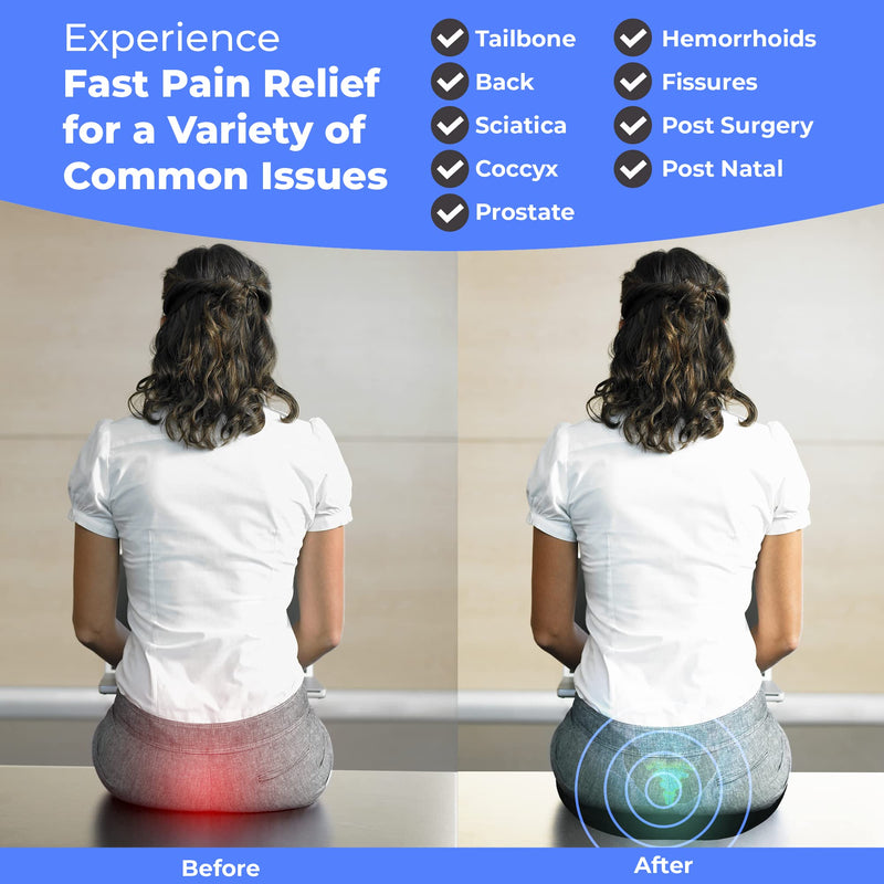 [Australia] - Donut Pillow, Tailbone Pain Relief, Hemorrhoid & Postpartum Cushion for Men and Women, Helps Ease Discomfort from Tailbone, Hemorrhoids, Pregnancy, Surgery (Up to 220 LBS) Up to 220 LBS 