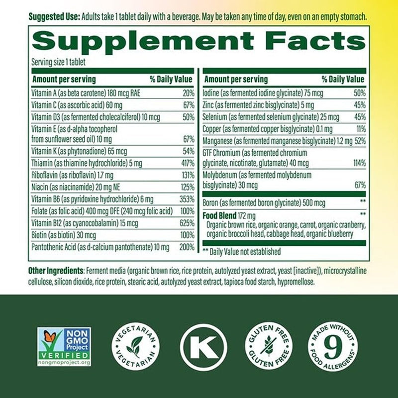 MegaFood One Daily Iron Free Multivitamin for Adults, 60 Tablets | Multivitamin for Women and Men, Immune Support Supplement, Cellular Energy, Muscle & Bone Health, Vegetarian, 60 Servings 60 Count (Pack of 1)