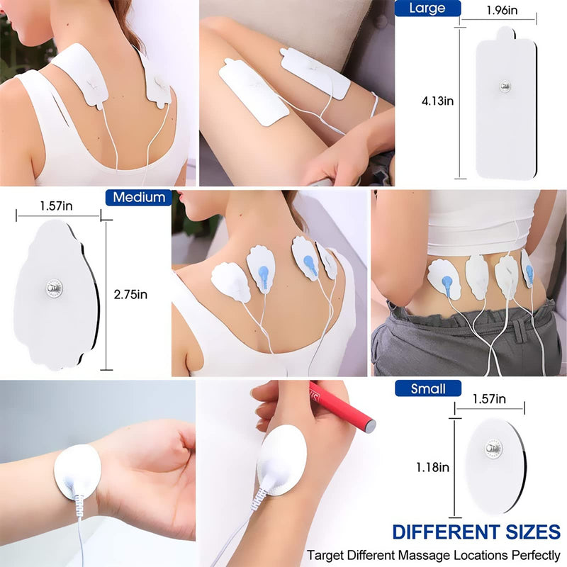 [Australia] - TENS/EMS Unit Replacement Pads NURSAL 20 Pack 3.5mm Snap Electrode Patches for Electrotherapy, Reusable Self-Adhesive Electrodes Pads, Compatible with Belifu, AVCOO, MEDVICE TENS (White) A-white 