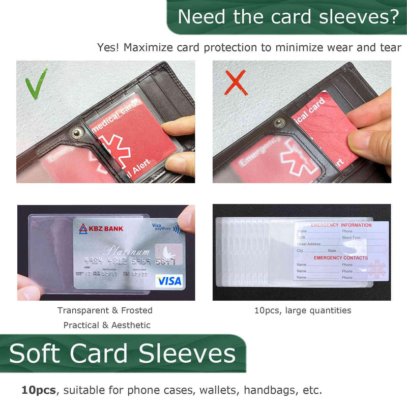 [Australia] - 10 Pack Red Medication List Card with 10 Sleeves for Family Members Like Elderly - Emergency Contact ID Card for Wallet, Phone, Pocket, Handbags - Medical Systems for Retirement Community 