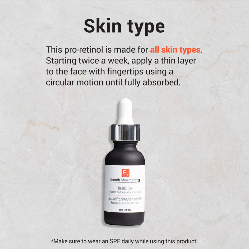 French Pharmacy RetRx 314 Professional Facial Retinol Serum - Skin Renewing - Anti-Aging - Increase Elasticity, Plumpness & Brightness - For All Skin Types - 1oz
