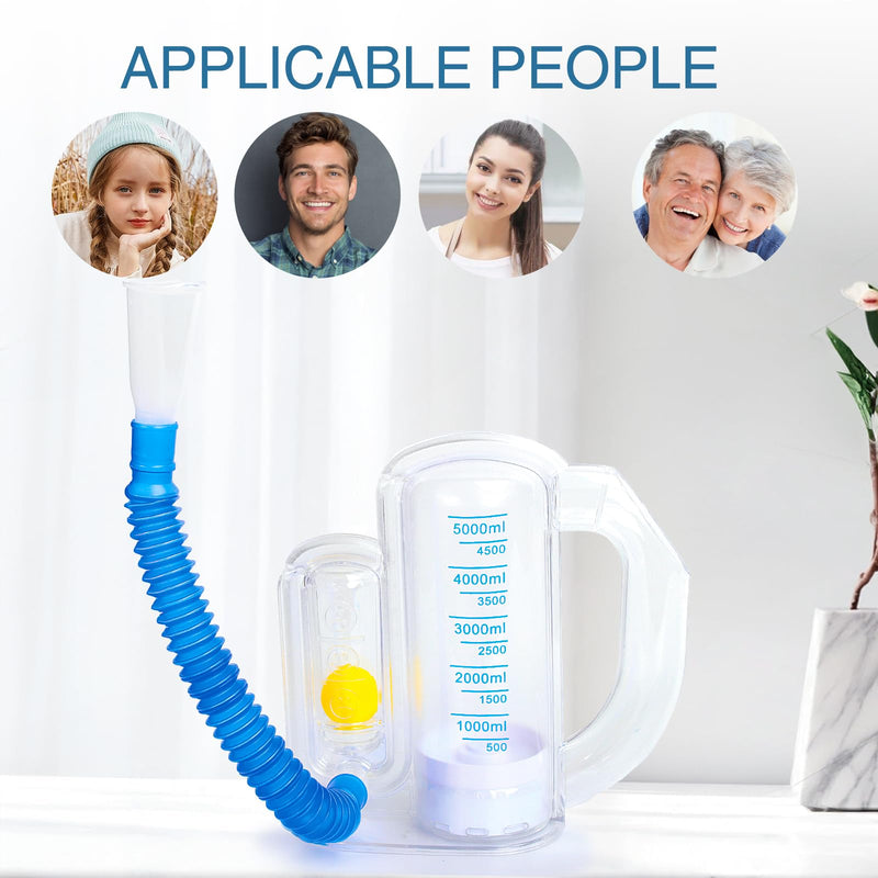 [Australia] - Incentive Spirometer-Incentive Spirometer Adult Breathing Exercise Device for Lungs,Deep Breathing Trainer for Children and Adults,5000ml Capacity Measurement with Flow Indicator 