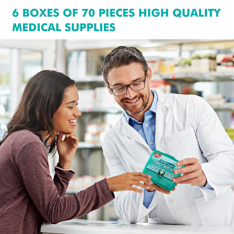[Australia] - General Medi 420 Piece First Aid Kit, 6 Individual Boxes of 70 Items Each - Contains Premium Medical Supplies for Travel, Home, Office, Vehicle, Camping, Workplace & Outdoor (420 pcs, 6 Pack) 420 Pieces 