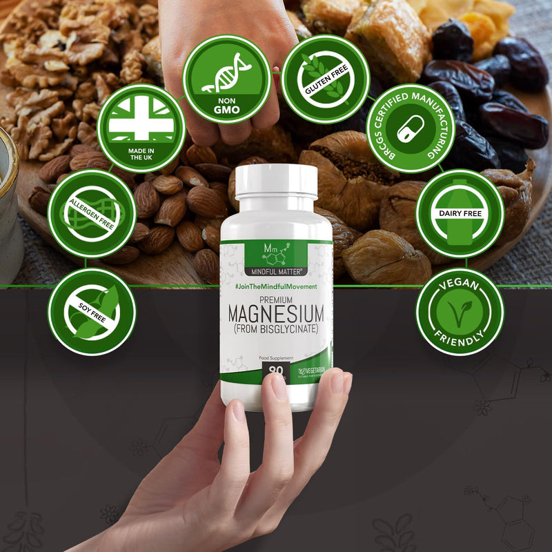 MM Magnesium Glycinate | 90 Magnesium Glycinate Sleep Supplements - 250mg per Serving | High Strength Bisglycinate Capsules | Non-GMO & Allergen Free | Made in The UK