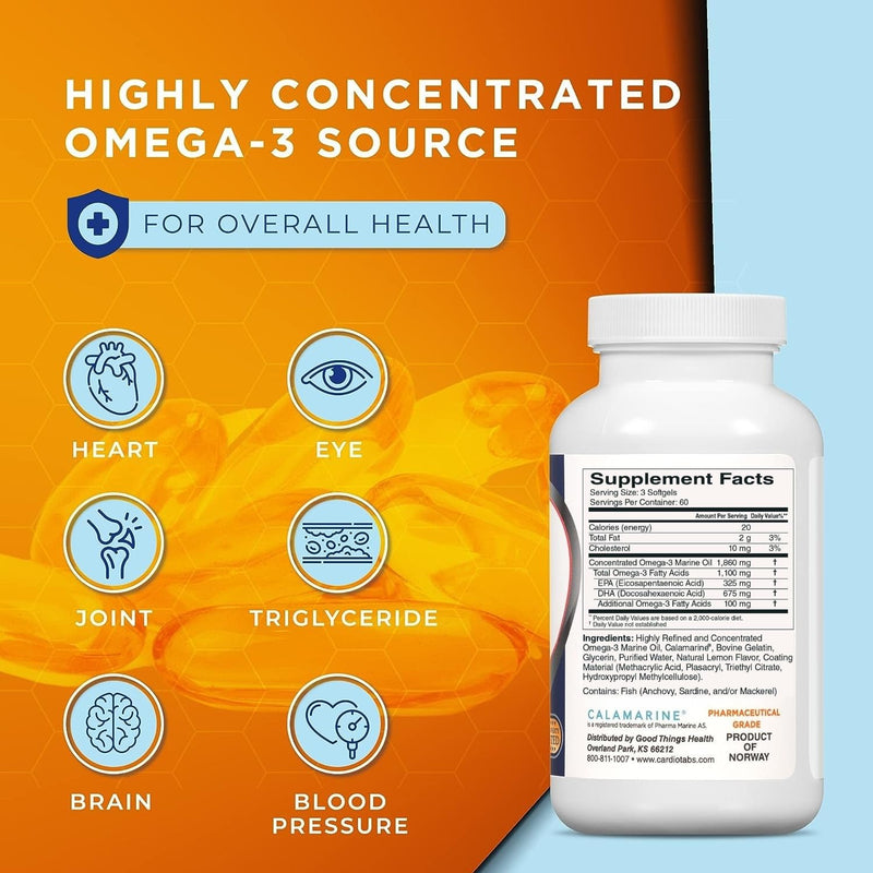 Omega-3 Enteric-Coated Fish Oil Supplements, Triglyceride Form, 1100 mg Total Omega-3 Fatty Acids, Non-Dairy and Gluten-Free, Special Enteric Coated Softgels for No Fishy Burps - 180 Count