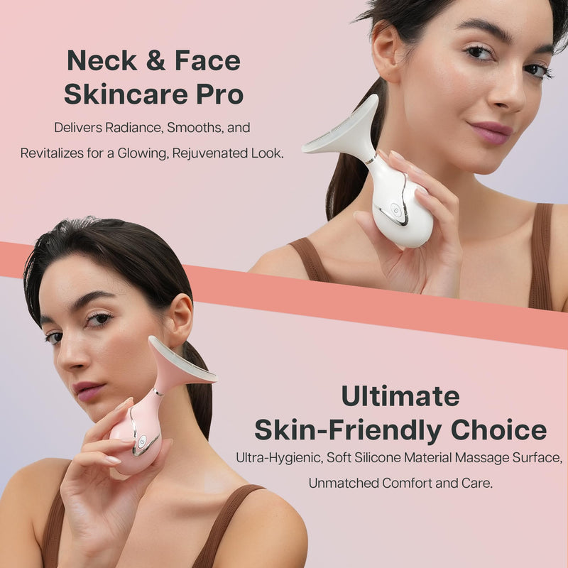 [Australia] - VRAIKO Iris Neck Face Massager, Pro Face Sculpting Tool with Charging Base, All-in-1 Facial Device for Enhanced Absorption, Radiance, Contouring, Elasticity, Home Facial Spa (Pink) Pink 