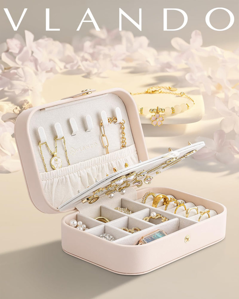 VLANDO Travel Jewelry Case & Travel Makeup Bag