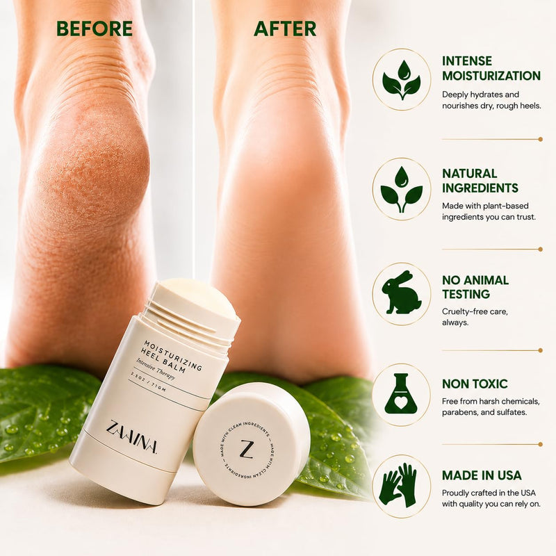 Heel Balm Stick for Dry Cracked Feet & Calluses – Foot Repair Cream for Cracked Heels, Moisturizing Foot Balm with Shea Butter, Tea Tree & Peppermint Oil – Softener for Feet, Elbows & Knees – 2.5 oz 1