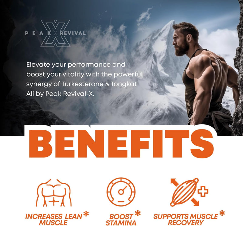 [Australia] - Turkesterone & Tongkat Ali 1000mg Supplement - 500mg Ajuga Turkestanica Per Serving Increase Stamina, Lean Muscle Growth & Recovery - Made in The USA (60 capsules) 