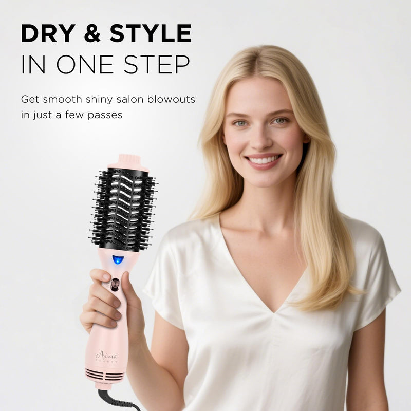 [Australia] - Hair Dryer Brush, Aima Beauty One Step Hair Dryer and Styler Volumizer with Negative Ion for Reducing Frizz and Static, Hair Styling Tools, Pink Oval Brush - 2.3inch/58mm - Pink 