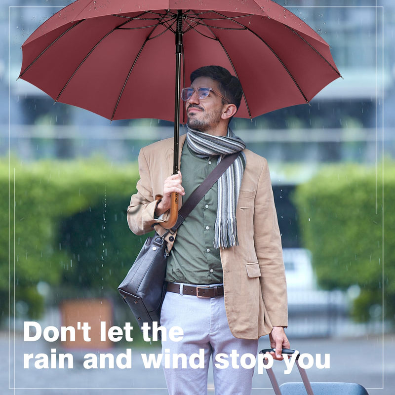 Golf Umbrella Windproof, Large Golf Umbrellas for Rain Heavy Duty Double Canopy, M/L/XL/XXL Automatic Open Golf Umbrella for Golf Bag Burgundy 55Inch