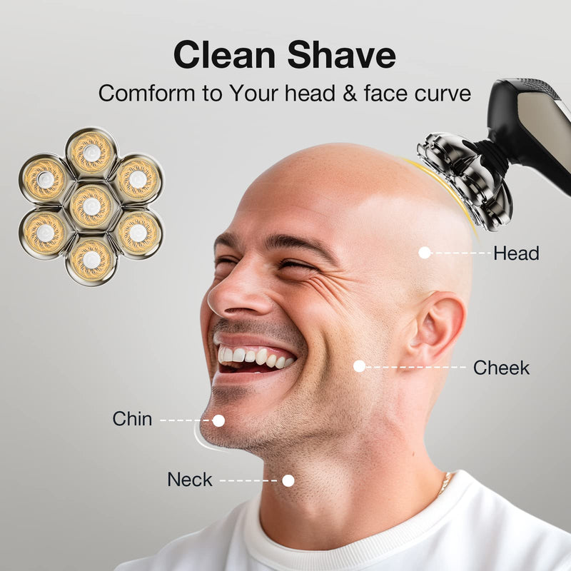 [Australia] - 7 Blade Floating Replacement Shaving Head, Washable Shaver Blade Heads Replacement for Head Shaver, Wet & Dry Compatible for Rotary Shavers 