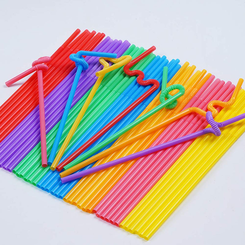 [Australia] - 200 Pcs Colorful Plastic Long Flexible Straws.(0.23'' diameter and 10.2" long) 2 pack 