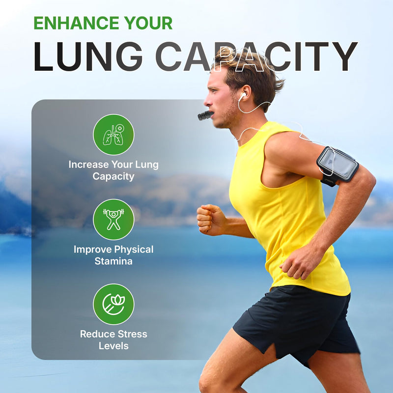 [Australia] - Portable Compact Lung Trainer Exercise Device with High Grade Silicone, Breathing Exercise Device for Lungs, Portable Muscle Trainer, Easy to Clean, Neck Strap Included, (Green-1) Green 