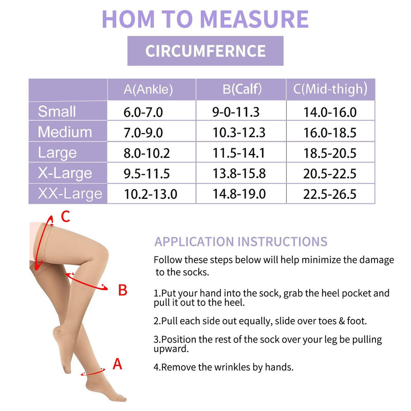 [Australia] - Evolyline Medical Compression Stockings, 20-30 mmHG Support Stockings for Men and Women, Medical Class 2 Thigh Stockings, Prevent Varicose Veins Beige S 