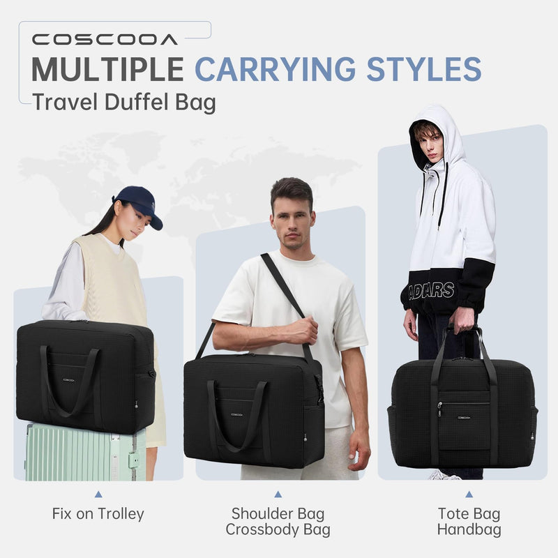 Carry On Luggage 22x14x9 Airline Approved,Lightweight Duffle Bag for Travel, Waterproof Weekender Overnight Bags for Traveling Airplane for Women and Men 40L 22x14x9 inches