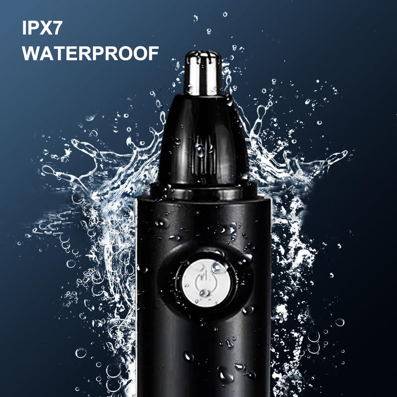 Nose Trimmer for Men & Women, Professional Eyebrow & Facial Hair Remover, IPX7 Waterproof, USB Rechargeable, Easy Cleaning, All-in-ONE Black
