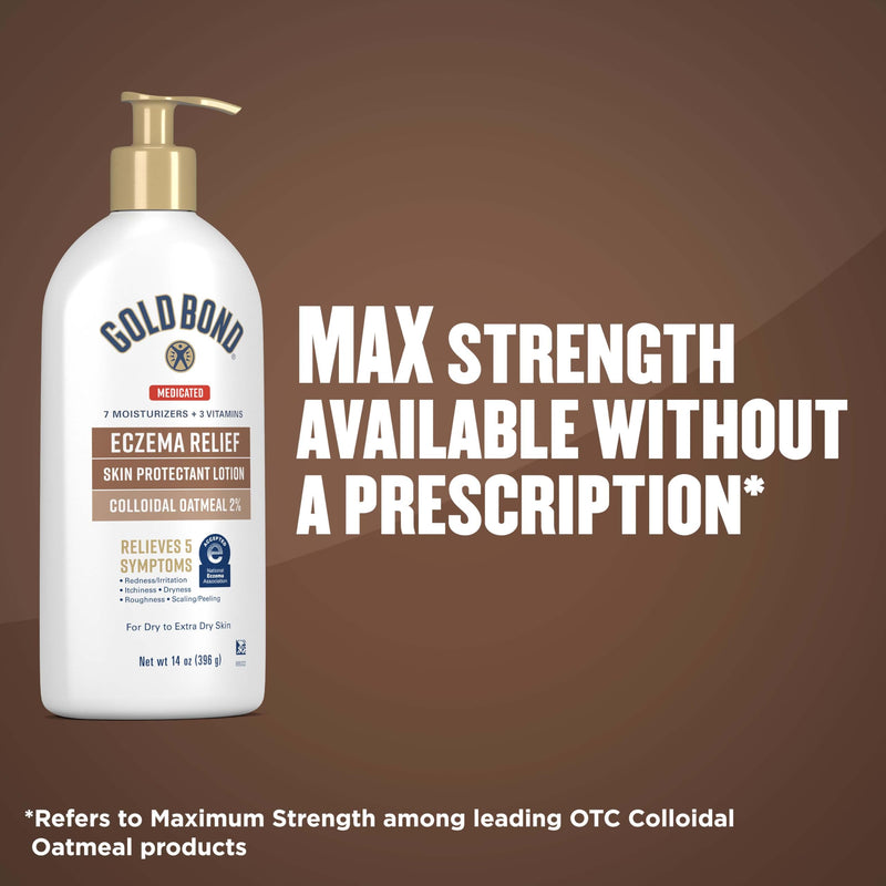 Gold Bond Medicated Eczema Relief Skin Protectant Lotion, 14 oz | Relieves 5 symptoms related to eczema, Accepted by National Eczema Association, steroid-free 14 Ounce