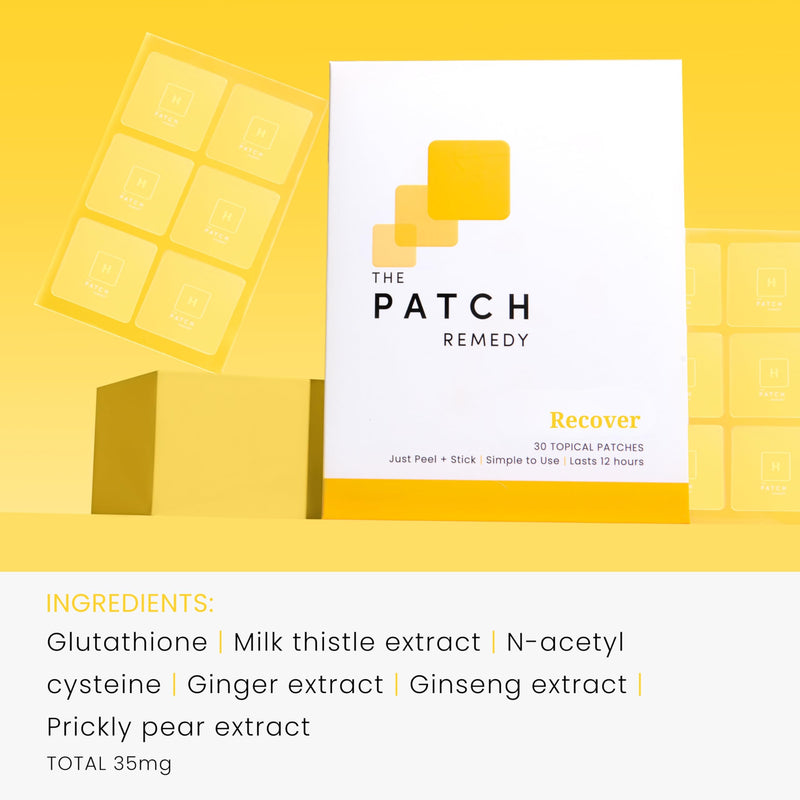 The Patch Remedy Recover Patch - 30 Topical Patches for a Night Out with Glutathione & Milk Thistle Extract for Pre & Post Party Recovery Relief Support