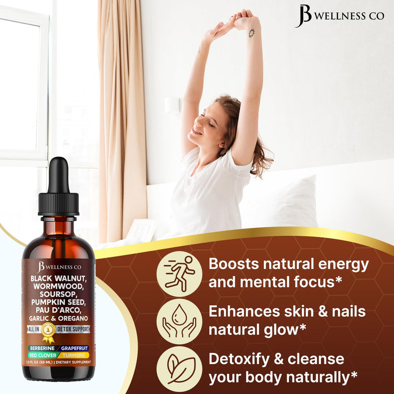 [Australia] - Wormwood Black Walnut Cleanse for Humans Drops Liquid Soursop Garlic Pumpkin Seed PAU D'Arco Oil of Oregano Turmeric Berberine Neem Extract Hull Bark Tincture - 4 oz 