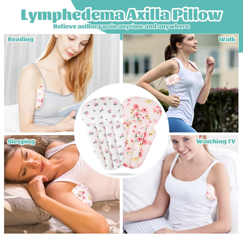 [Australia] - Lymphedema Axilla Pillow Armpit Pain Relief Mastectomy Recovery Supplies, 4PCS Cotton Lumpectomy Mastectomy Pillows Post OP Multicolor Breast Surgery Pillow (Pink Flower) Pink Flower 
