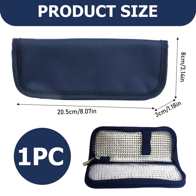 [Australia] - insulin cooler bag, diabetic case 18x8cm navy blue Oxford fabric, portable insulated medical travel cool box for diabetic accessories syringes, reusability and optimal protection 