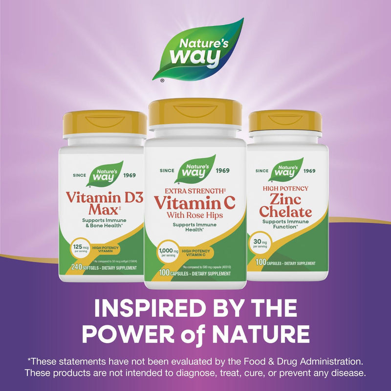 Nature's Way Vitamin C with Rose Hips Extra Strength (1)- Supports Collagen Production & Healthy Immune Function* - 1000 mg per Serving - Dairy-Free & Gluten-Free - 100 Count (100 Servings) 100 Count (Pack of 1)