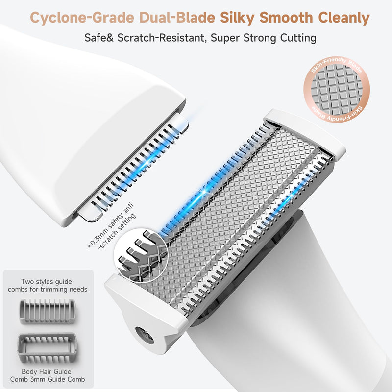 [Australia] - Gurelax Electric Body Hair Trimmer - Groin Trimmer for Men - Bikini Trimmer Women - 5-in-1 Lady Shaver Groomer, IPX7 Waterproof Razor Heads&USB Recharge with Travel Bag 