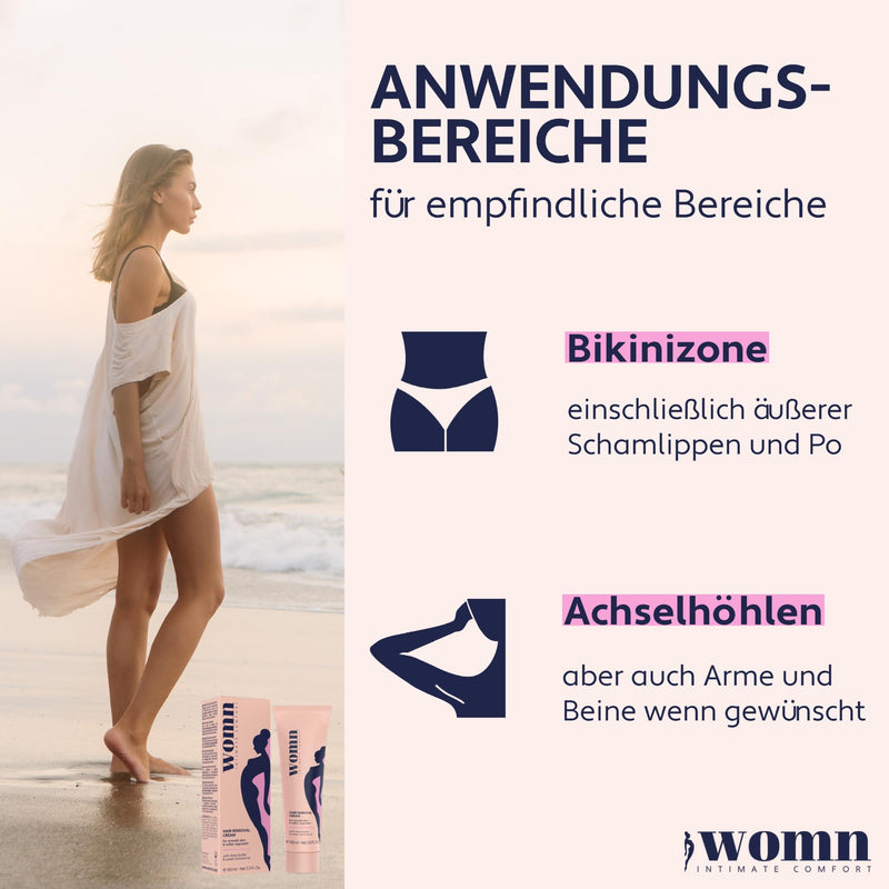 [Australia] - womn 2 x 100 ml Intimate Comfort HAIR REMOVAL CREAM - hair removal cream for bikini area and armpits (set, 2x100ml) 