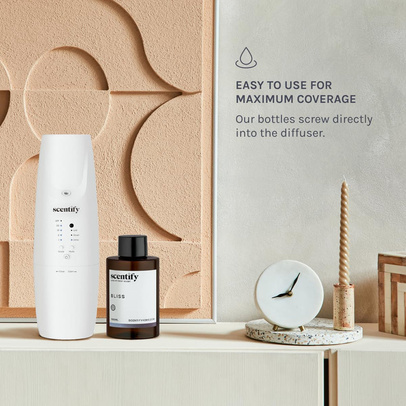 [Australia] - Scentify Bliss Aroma Oil Refill Scent for Oil Diffusers - Eucalyptus, Bergamot, Tea & Powdery Scents - Luxurious Relaxing Aromatherapy Diffuser Fragrance 100ml, 3.38 oz 3.38 Fl Oz (Pack of 1) 